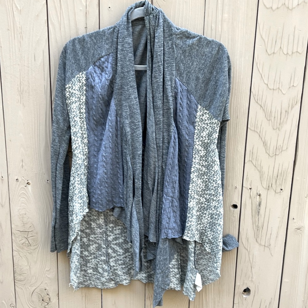 Gray multi fabric sweater